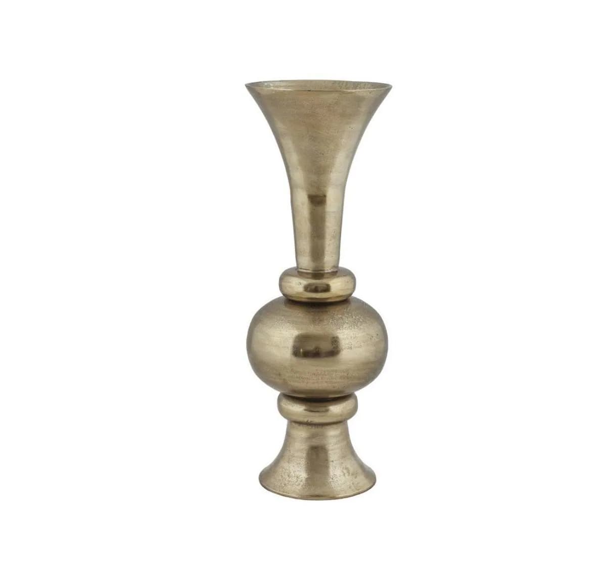 vase ממתכת בצבע זהב עם עיצוב מעוגל