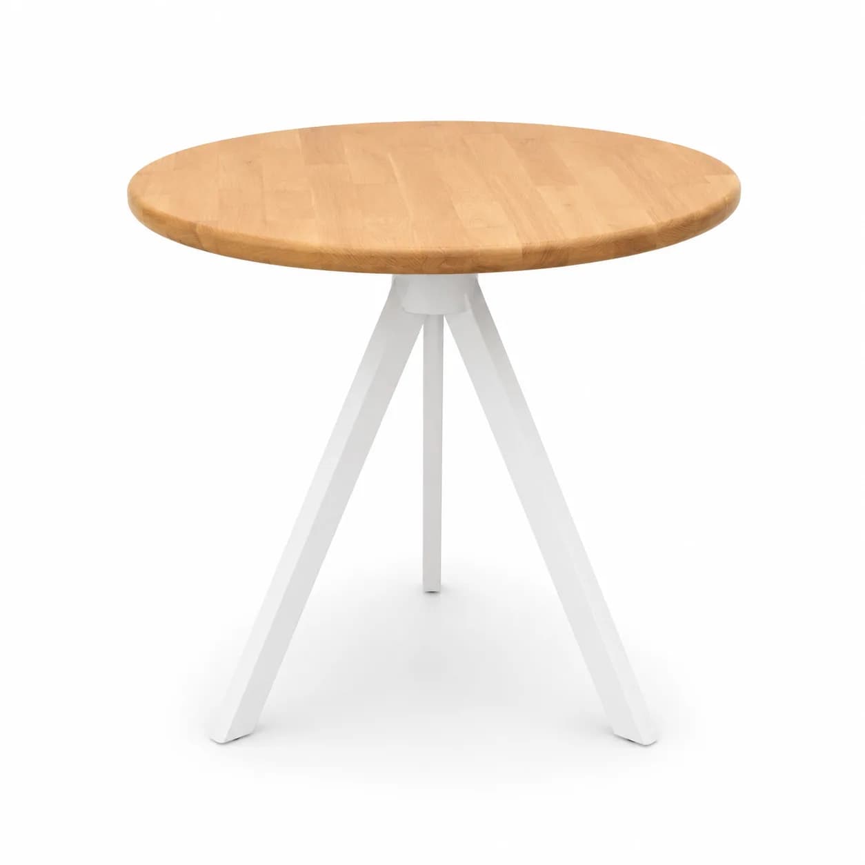 שולחן עגלגל מעWood עם רגליים לבנות