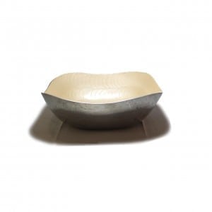  square Pewter bowl ivory color 